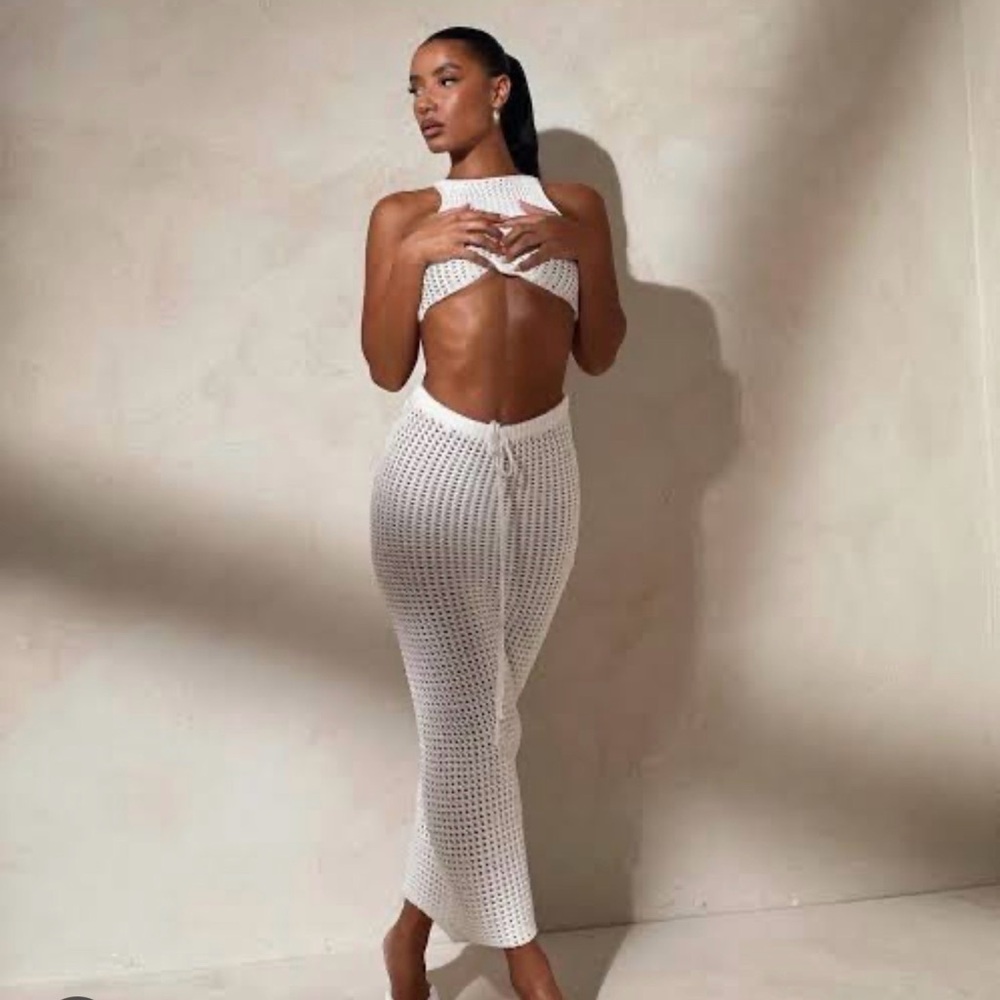 Meshki White Cut-Out Knit set